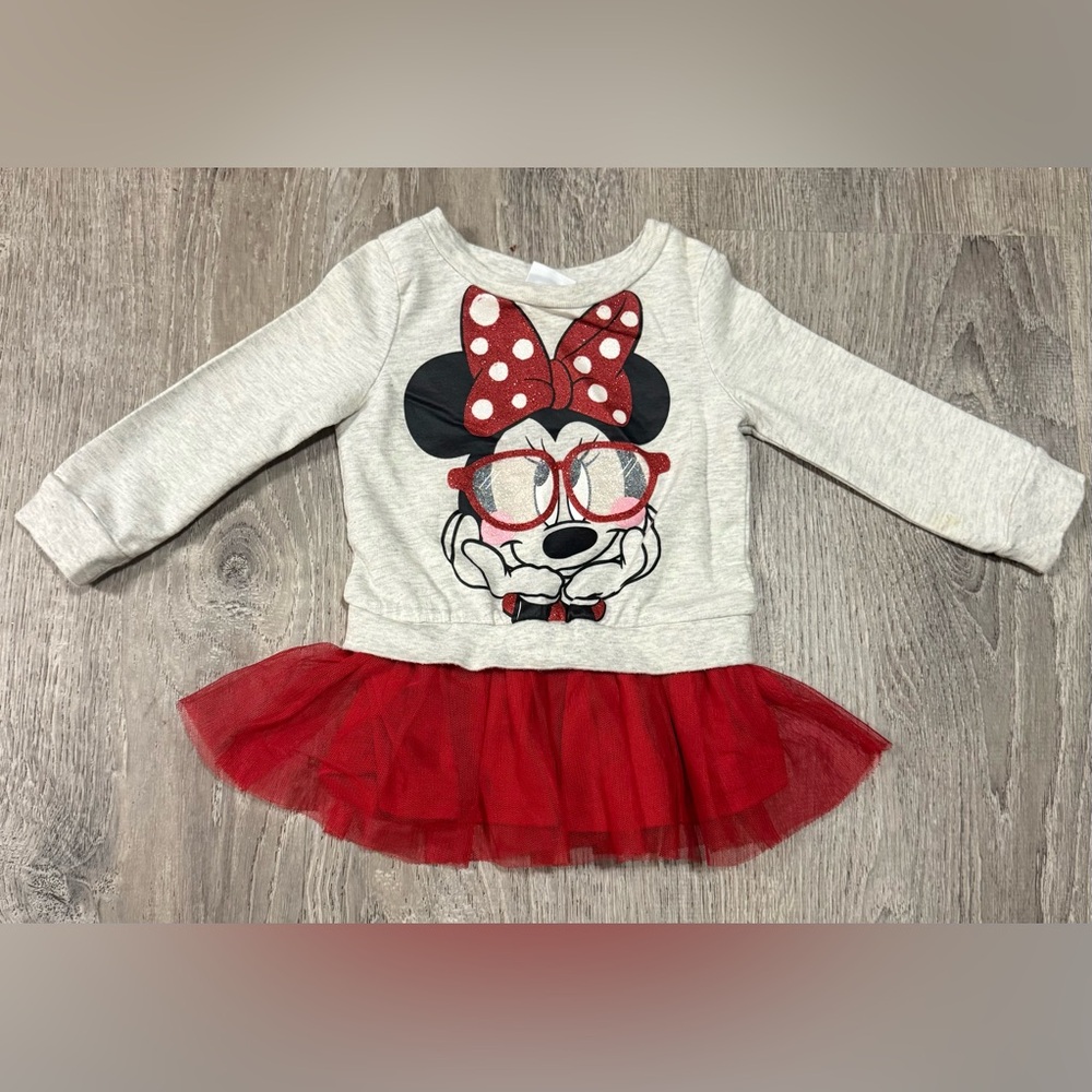 Disney Minnie Mouse Baby Tutu Dress | Red Tulle Skirt | 18M